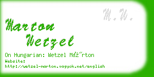 marton wetzel business card